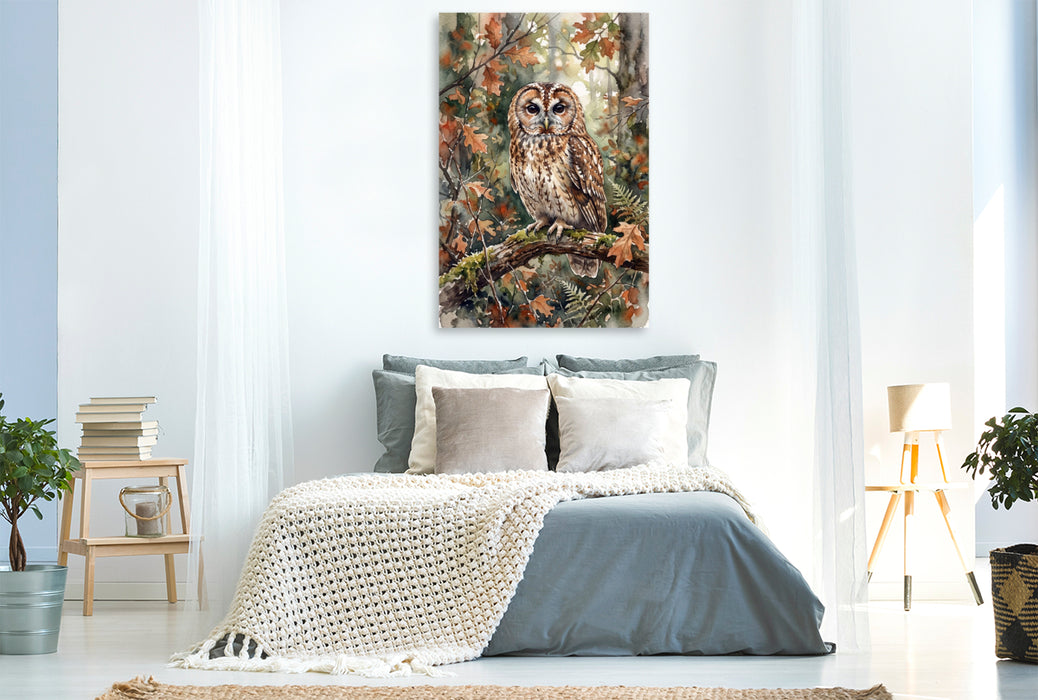 Premium Textil-Leinwand Der Waldkauz