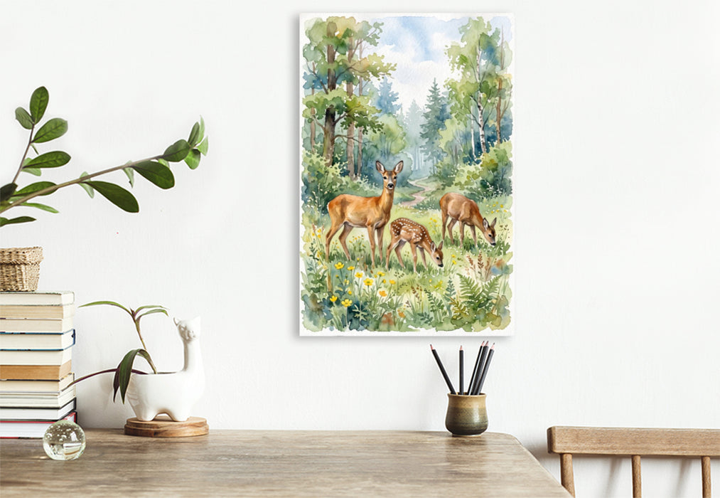 Premium Textil-Leinwand Die Rehe
