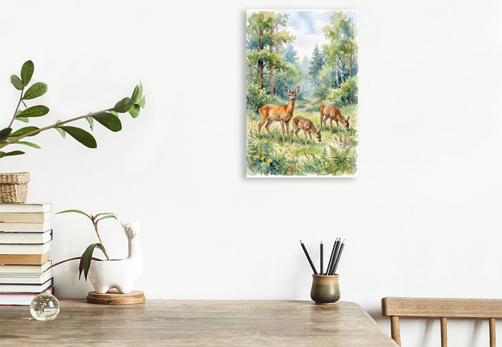 Premium Textil-Leinwand Die Rehe