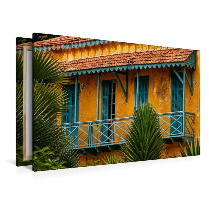 Premium Textil-Leinwand Koloniale Architektur auf Gorée – Historisches Haus im Senegal
