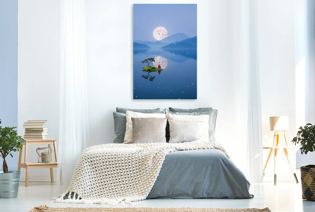 Premium Textil-Leinwand Zeit zum Nachdenken auf einer stillen Insel