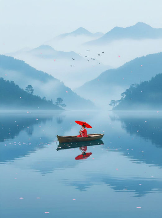Roter Schirm in blauer Weite - CALVENDO Foto-Puzzle'