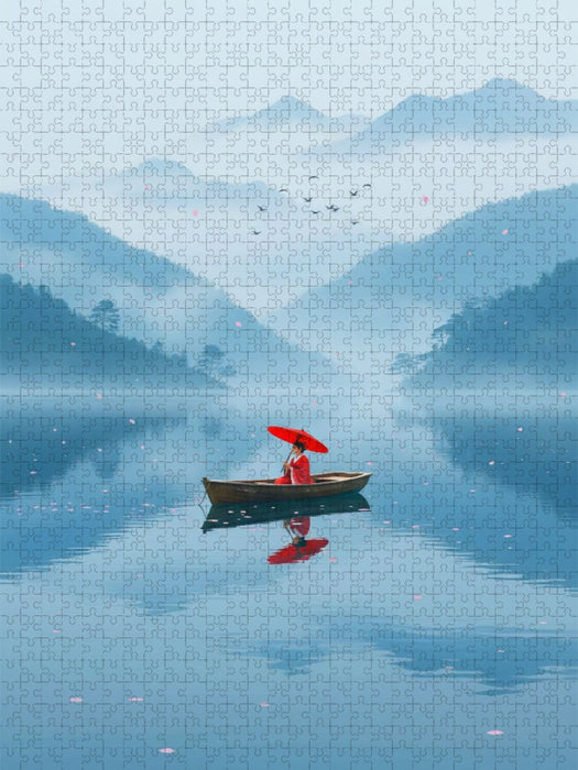 Roter Schirm in blauer Weite - CALVENDO Foto-Puzzle'