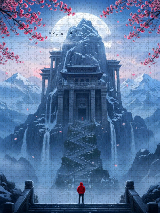 Die letzten Stufen zum Ziel - buddhistischer Fantasie Tempel - CALVENDO Foto-Puzzle'