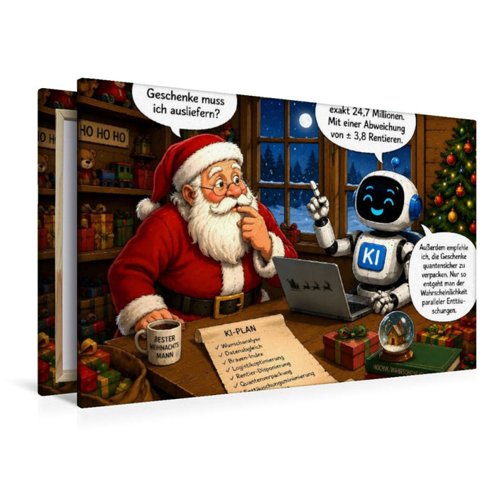 Premium Textil-Leinwand Diskussion mit dem Weihnachtsmann