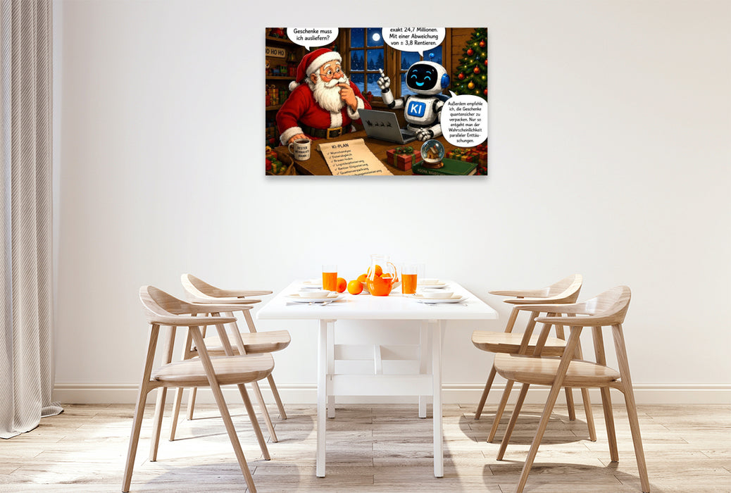 Premium Textil-Leinwand Diskussion mit dem Weihnachtsmann
