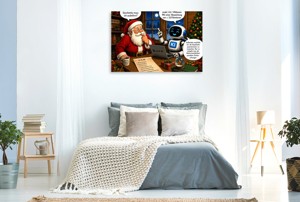 Premium Textil-Leinwand Diskussion mit dem Weihnachtsmann