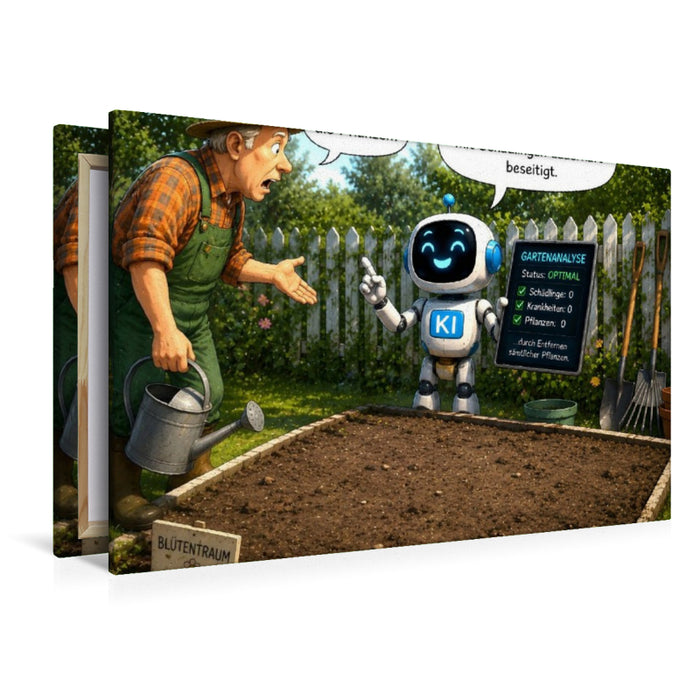 Premium Textil-Leinwand Spaß im Garten