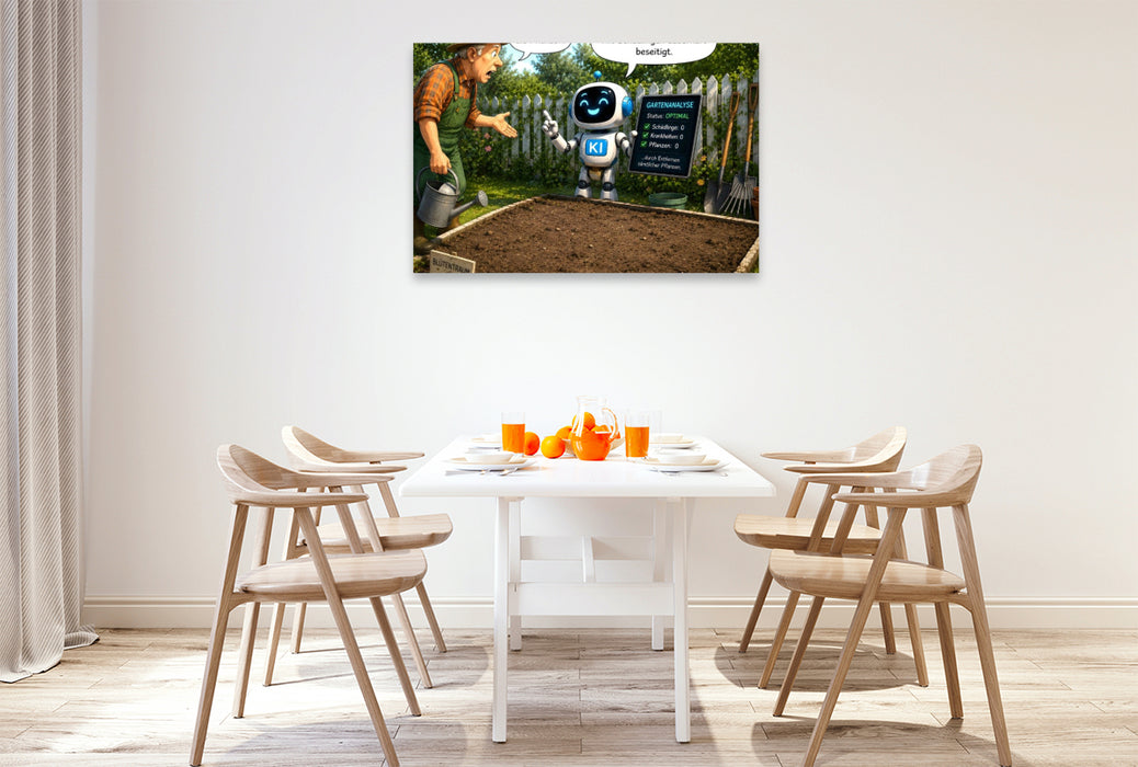 Premium Textil-Leinwand Spaß im Garten