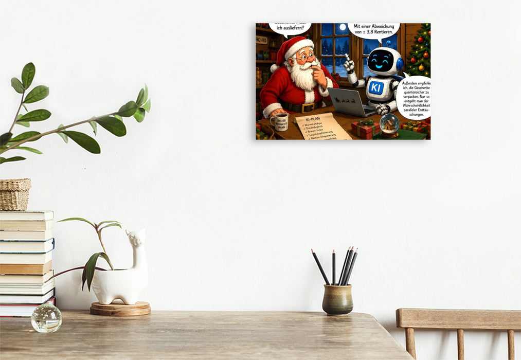 Premium Textil-Leinwand Diskussion mit dem Weihnachtsmann