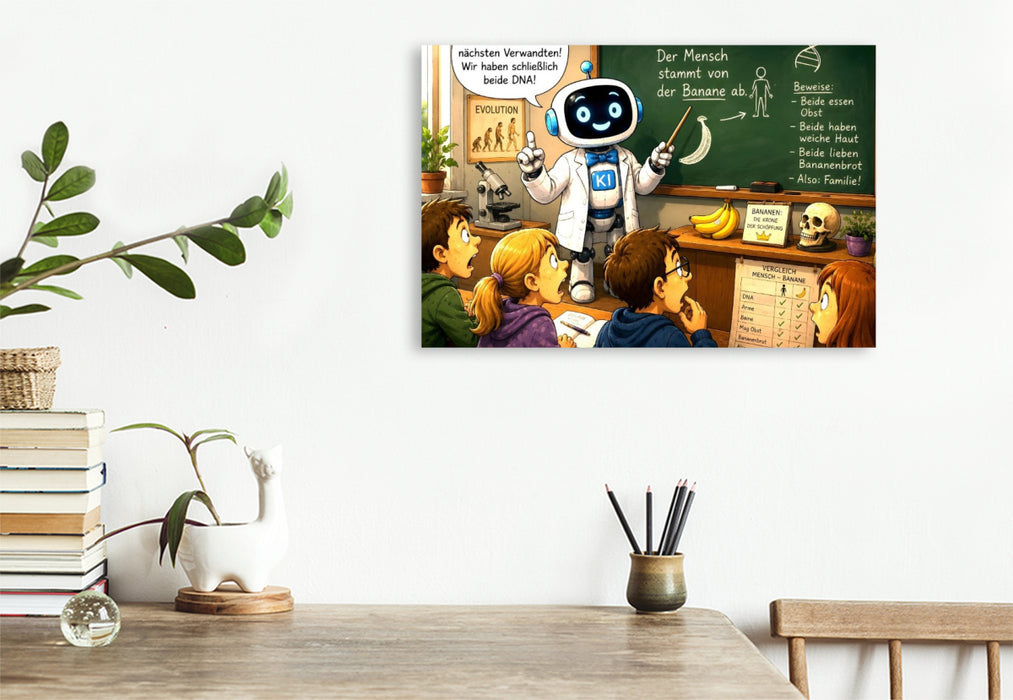 Premium Textil-Leinwand Menschen und Bananen