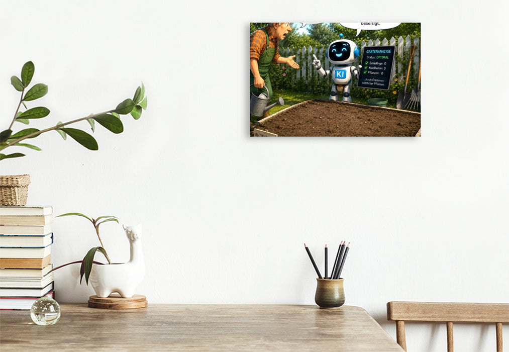 Premium Textil-Leinwand Spaß im Garten