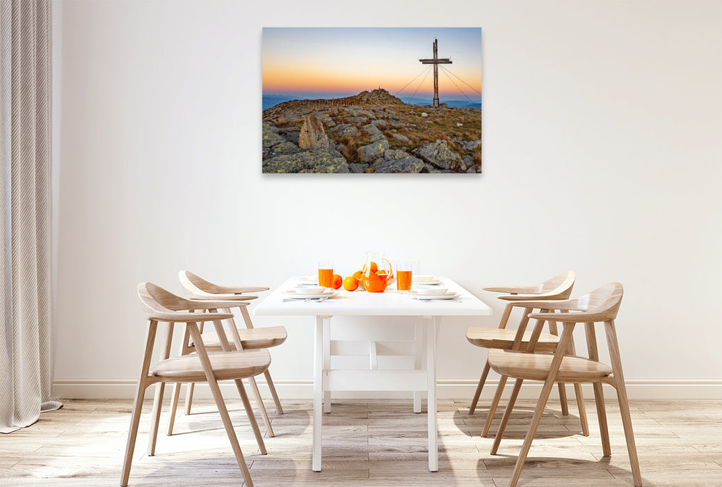Premium Textil-Leinwand Gipfelkreuz am Gstoder