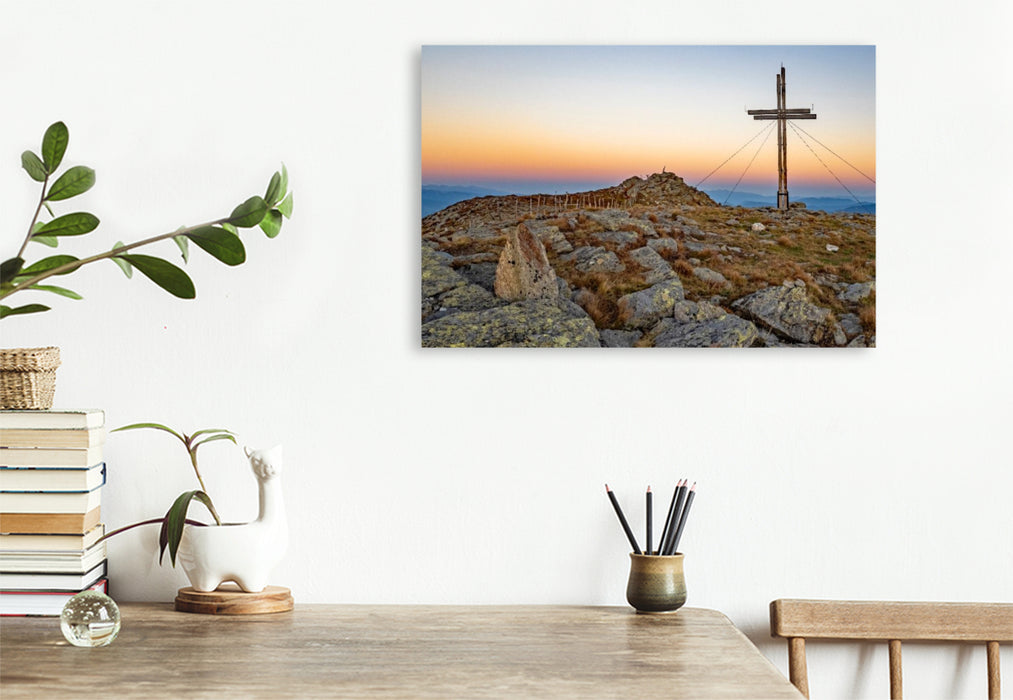 Premium Textil-Leinwand Gipfelkreuz am Gstoder