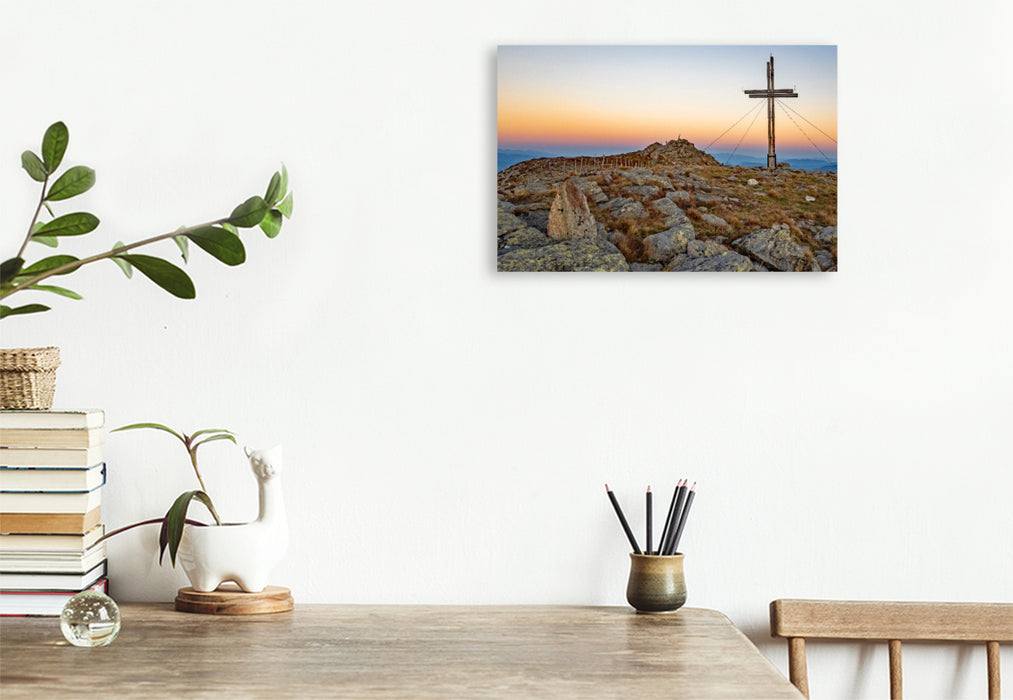 Premium Textil-Leinwand Gipfelkreuz am Gstoder