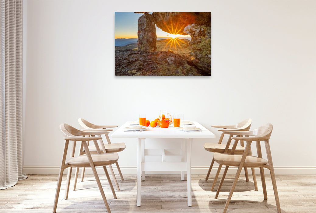 Premium Textil-Leinwand Sonnenstrahlen am Gstoder