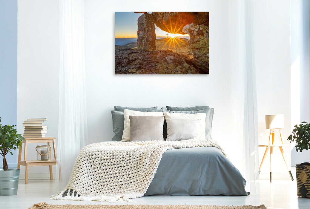 Premium Textil-Leinwand Sonnenstrahlen am Gstoder