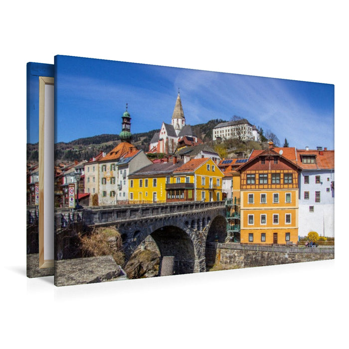 Premium Textil-Leinwand Die Bahnhofsbrücke in der Altstadt