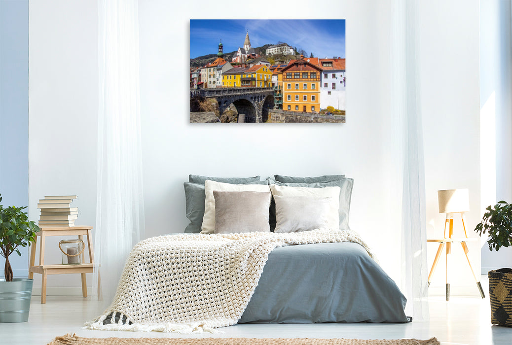 Premium Textil-Leinwand Die Bahnhofsbrücke in der Altstadt