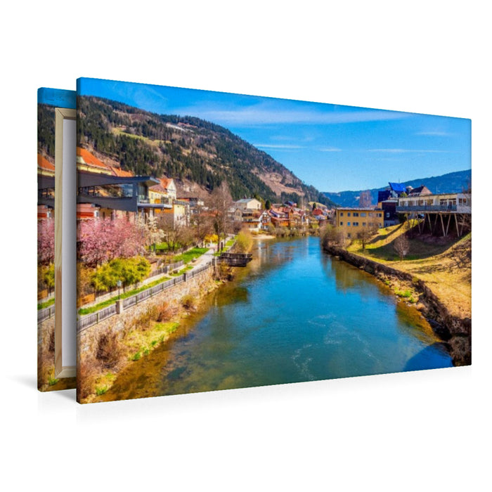 Premium Textil-Leinwand Die Mur und der Blick zur Stolzalpe