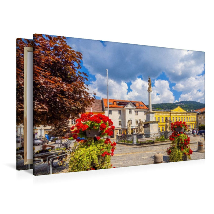 Premium Textil-Leinwand Die Mariensäule am Schillerplatz