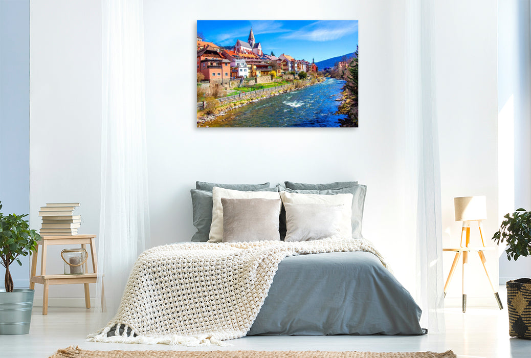 Premium Textil-Leinwand Die Mur fließt durch Murau