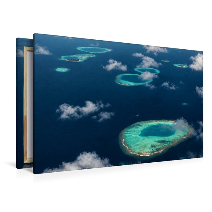 Premium Textil-Leinwand Ringförmiges Korallenatoll – Naturparadies der Malediven