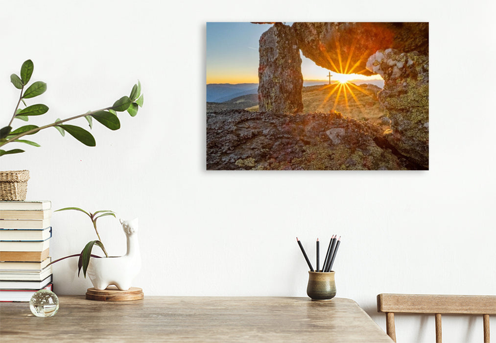 Premium Textil-Leinwand Sonnenstrahlen am Gstoder