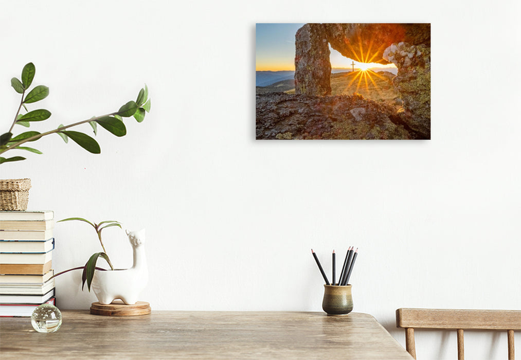 Premium Textil-Leinwand Sonnenstrahlen am Gstoder