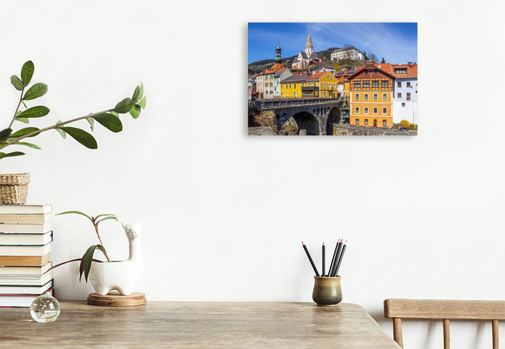 Premium Textil-Leinwand Die Bahnhofsbrücke in der Altstadt