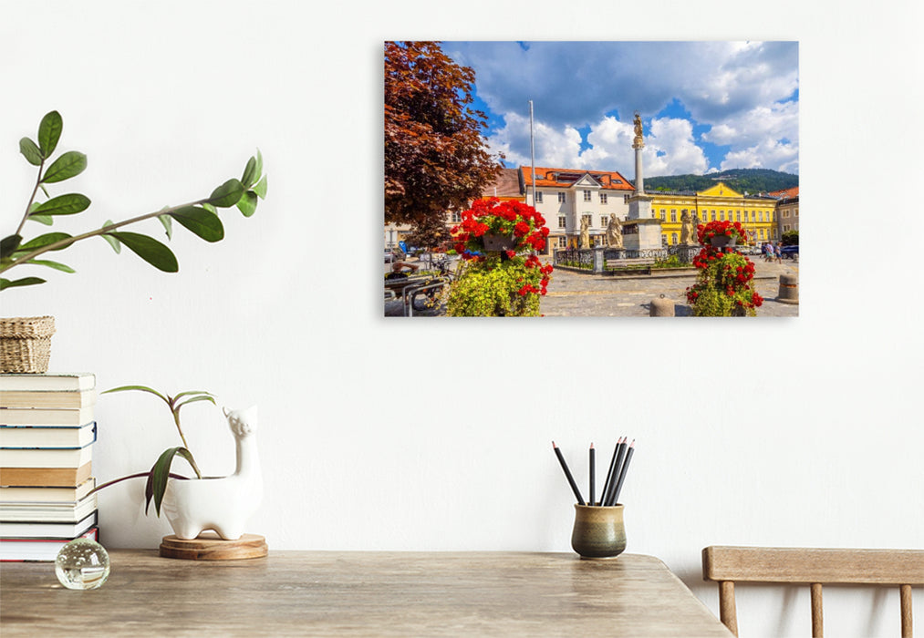 Premium Textil-Leinwand Die Mariensäule am Schillerplatz