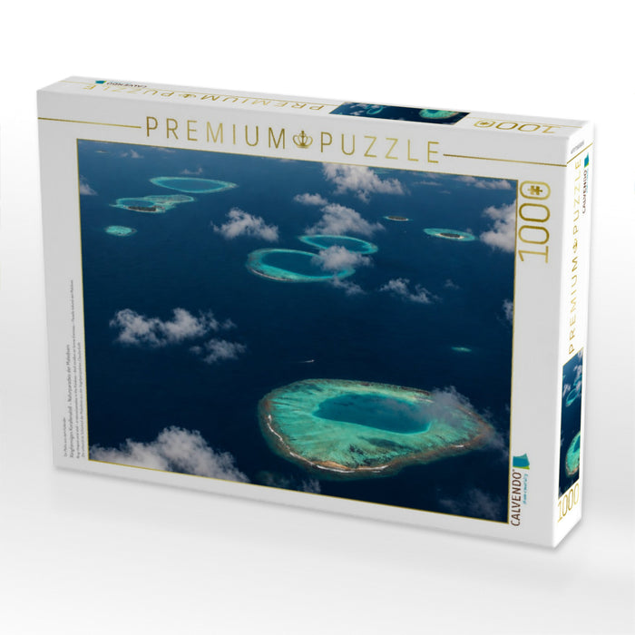 Ringförmiges Korallenatoll – Naturparadies der Malediven - CALVENDO Foto-Puzzle'