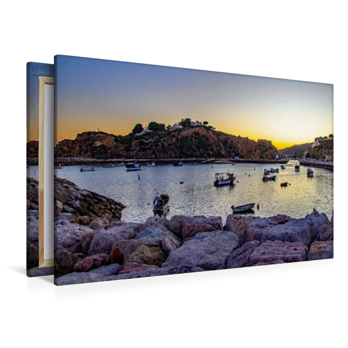 Premium Textil-Leinwand Abendruhe im Hafen von Albufeira