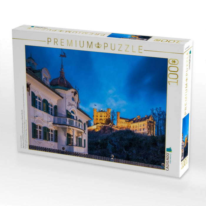 Jägerhaus und Schloss Hohenschwangau zur blauen Stunde - CALVENDO Foto-Puzzle'