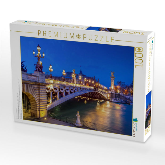 Seine-Brücke Pont Alexandre III zur blauen Stunde - CALVENDO Foto-Puzzle'