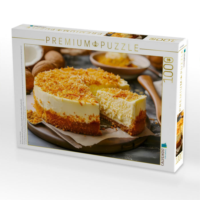 Käsecremedessert mit feinen Kokosraspeln als zartes süßes Puzzlemotiv - CALVENDO Foto-Puzzle'