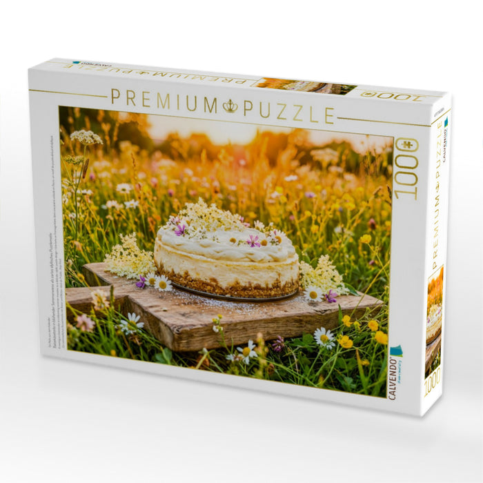 Baisekäsetorte in blühender Sommerwiese als zartes idyllisches Puzzlemotiv - CALVENDO Foto-Puzzle'