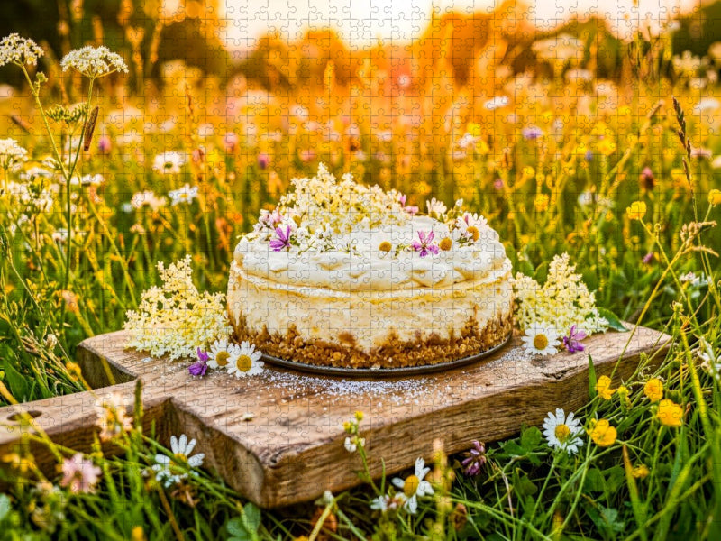 Baisekäsetorte in blühender Sommerwiese als zartes idyllisches Puzzlemotiv - CALVENDO Foto-Puzzle'