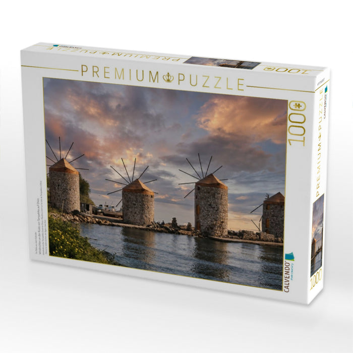 Windmühlen an der Küste von Tampakika auf Chios - CALVENDO Foto-Puzzle'