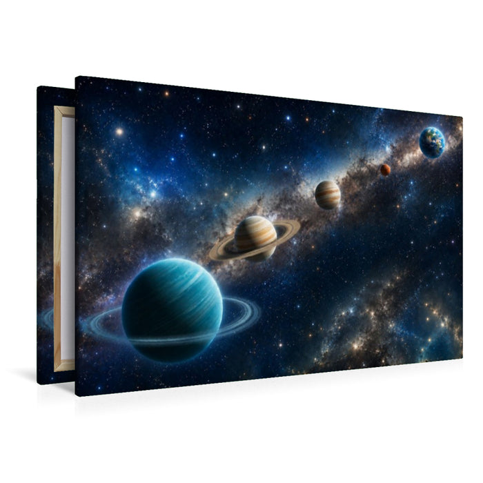 Premium Textil-Leinwand Planeten:Uranus, Saturn, Jupiter, Mars und Erde