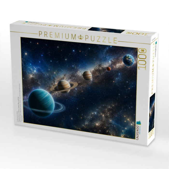 Planeten:Uranus, Saturn, Jupiter, Mars und Erde - CALVENDO Foto-Puzzle'