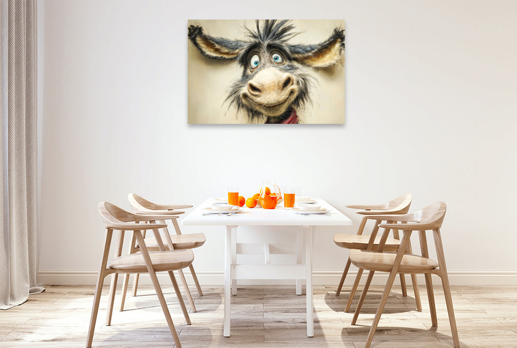 Premium Textil-Leinwand Charakterstarker Esel