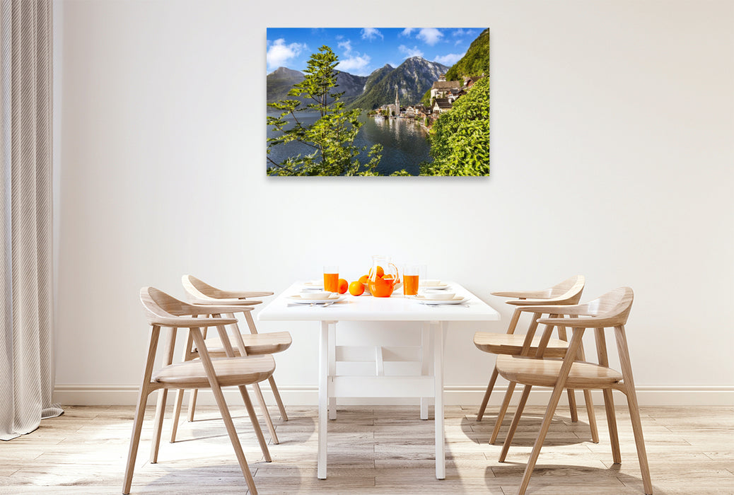 Premium Textil-Leinwand Hallstatt - Traumhafte Impression aus dem Salzkammergut