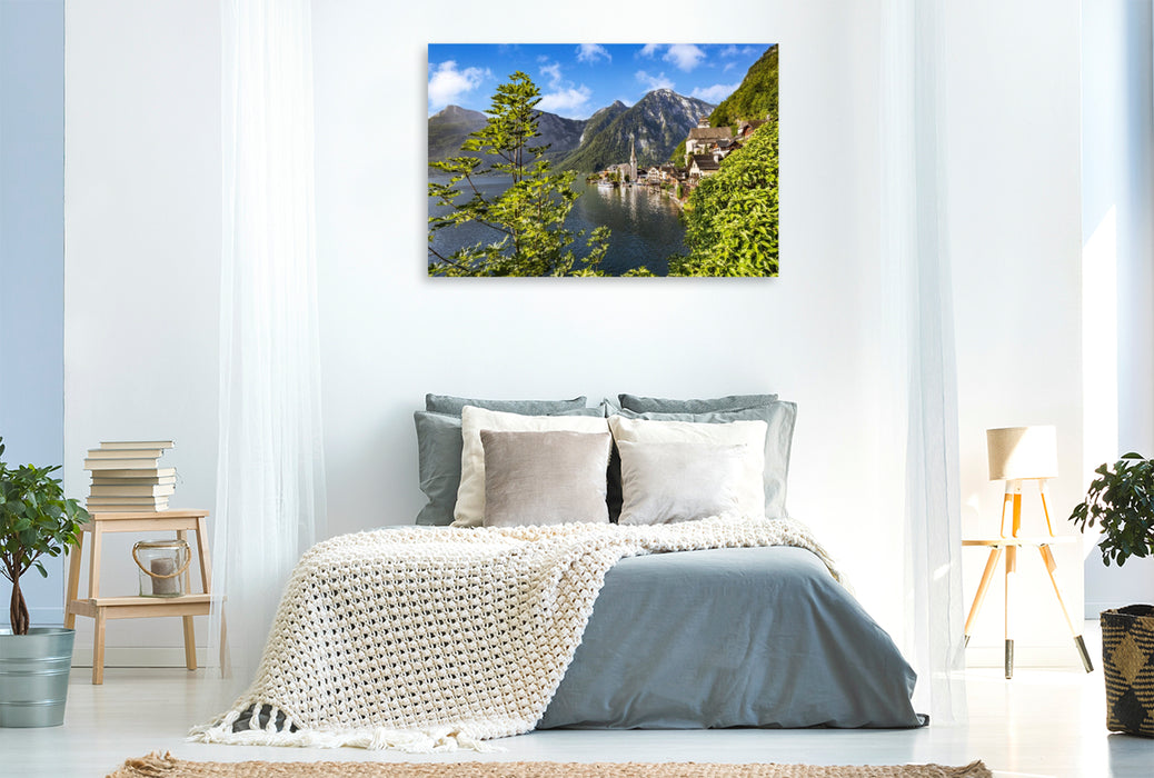 Premium Textil-Leinwand Hallstatt - Traumhafte Impression aus dem Salzkammergut