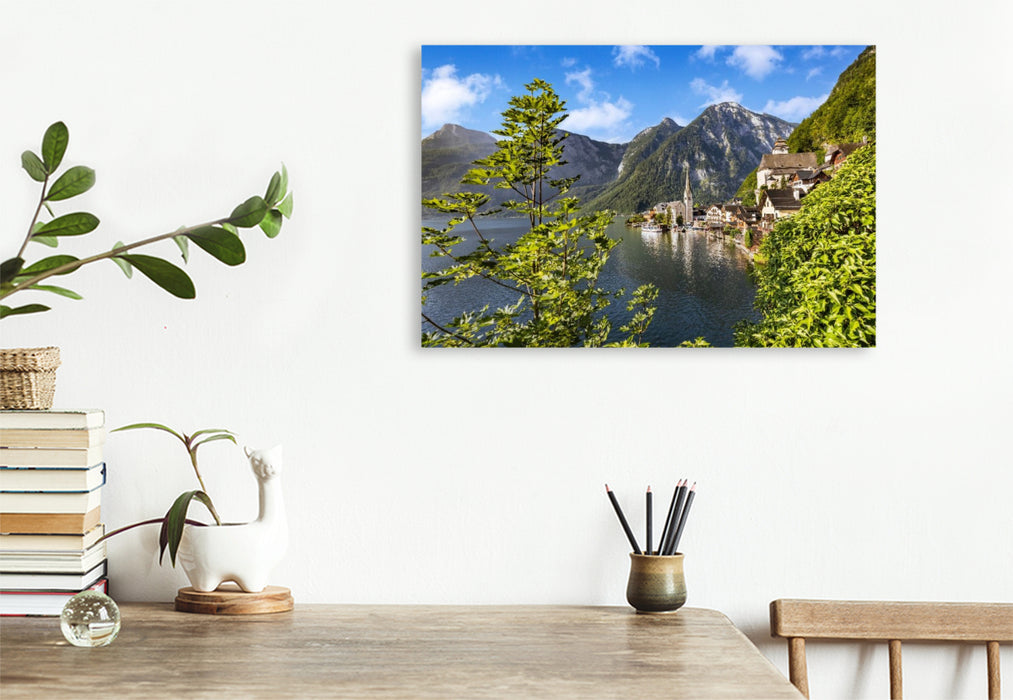 Premium Textil-Leinwand Hallstatt - Traumhafte Impression aus dem Salzkammergut