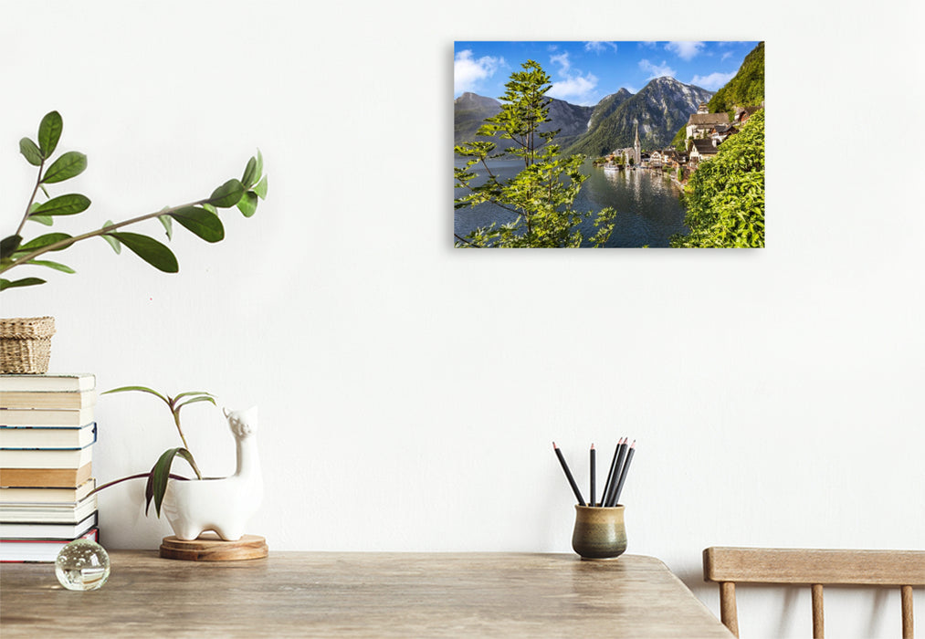 Premium Textil-Leinwand Hallstatt - Traumhafte Impression aus dem Salzkammergut
