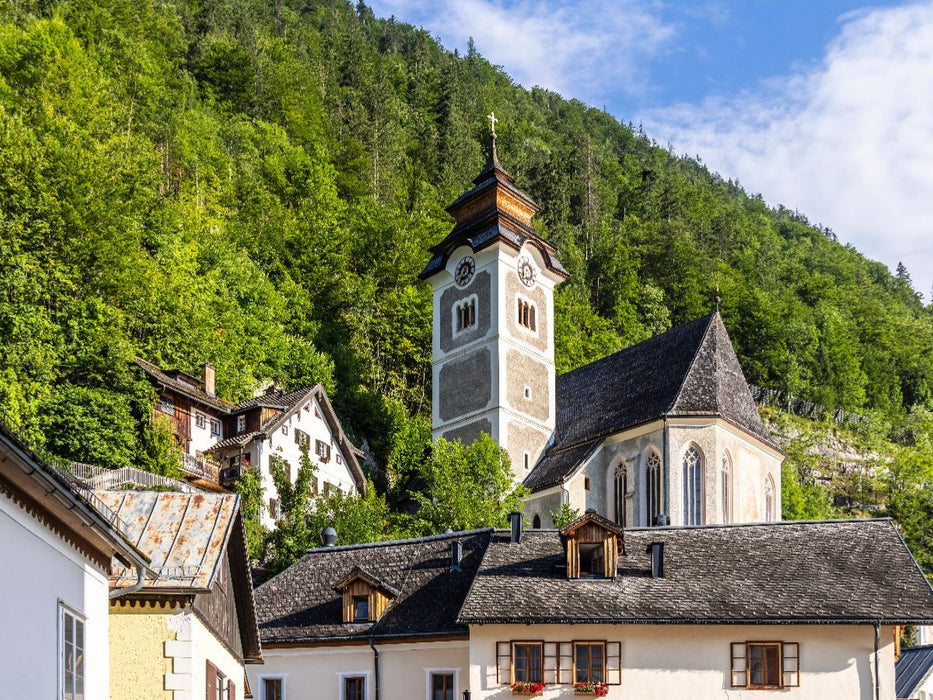 Katholische Pfarrkirche Mariä Himmelfahrt in Hallstatt - CALVENDO Foto-Puzzle'