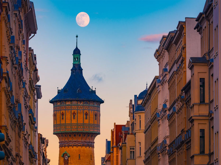 Vollmond über Lessingstraße und Wasserturm Nord - CALVENDO Foto-Puzzle'
