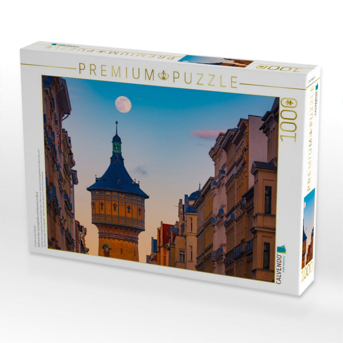Vollmond über Lessingstraße und Wasserturm Nord - CALVENDO Foto-Puzzle'