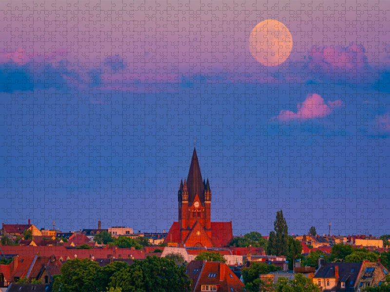 Vollmond über der Pauluskirche - CALVENDO Foto-Puzzle'
